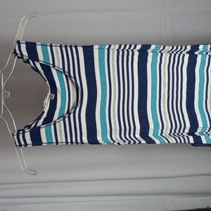 Max Studio stripped dress, blues, greys and white. Medium